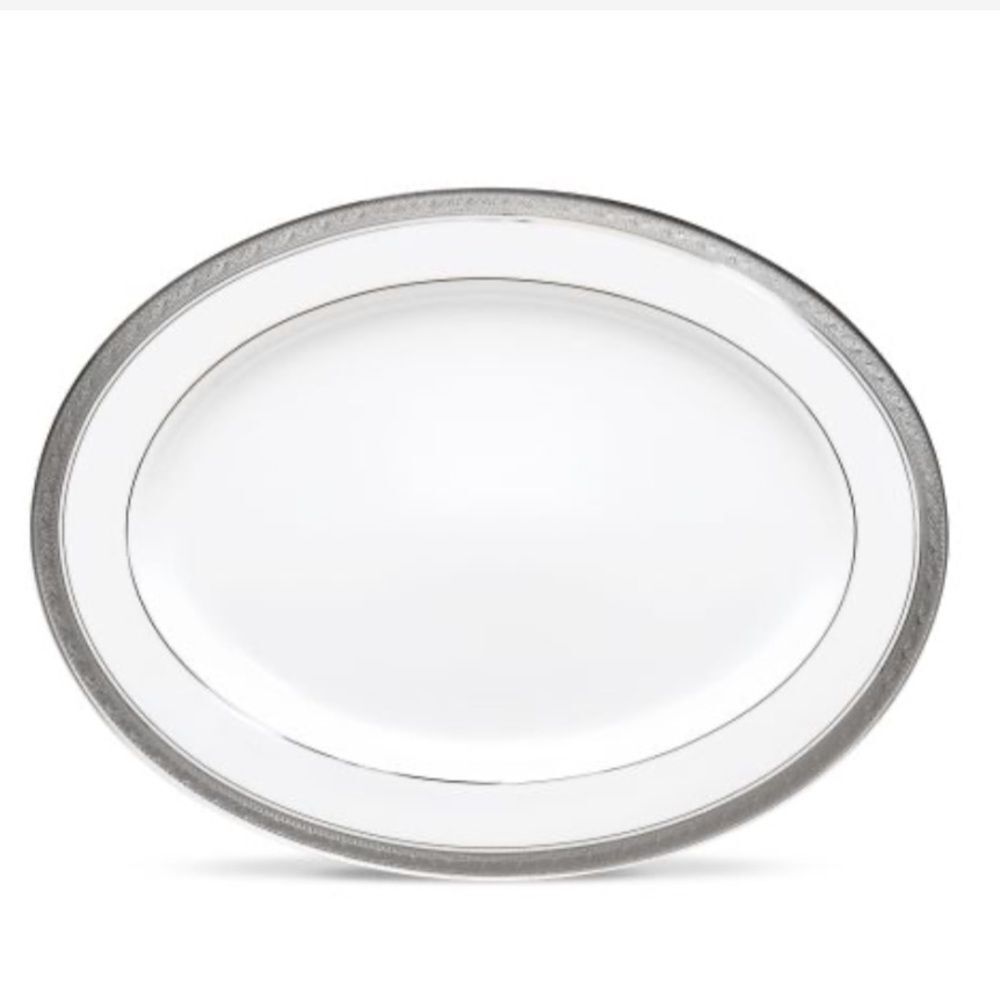 Legendary Noritake Crestwood Platinum Oval Serving Platter 14” New Fine